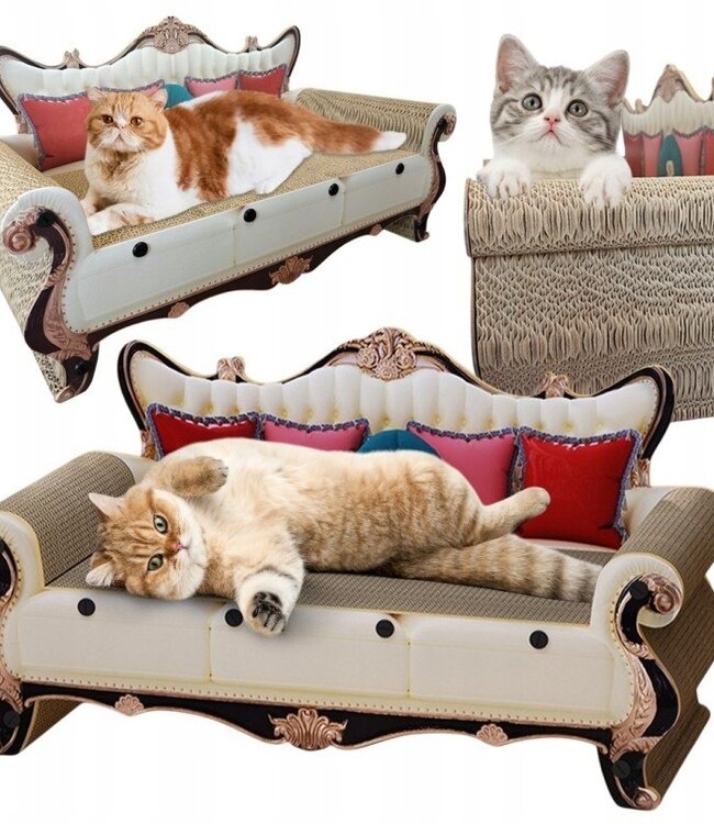 Cardboard Cat Sofa with Scratching Area