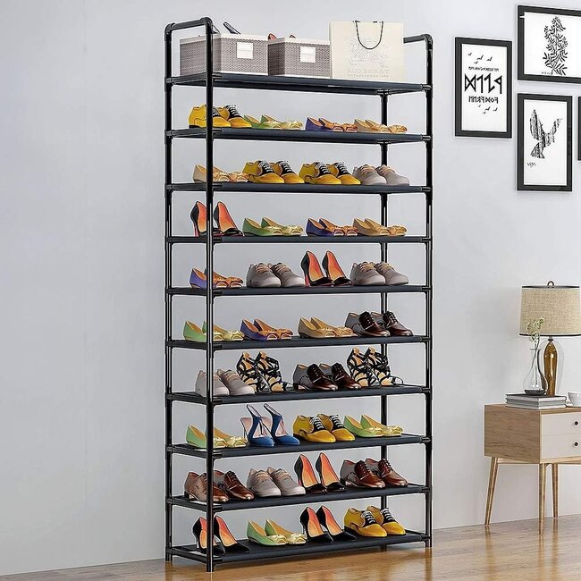 Shoe Rack XXL – 10 Tiers – Black  – Holds 40 to 50 Pairs