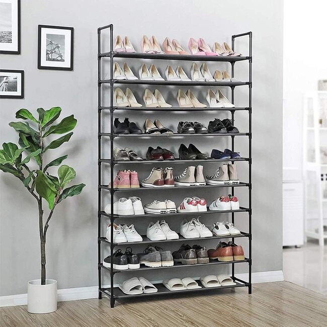 Shoe Rack XXL – 10 Tiers – Black  – Holds 40 to 50 Pairs