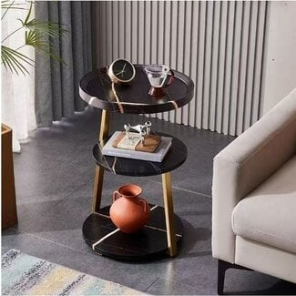 Ceruzo Modern Side Table - Black - Gold