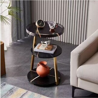 Ceruzo Moderne Bijzettafel - Zwart - Goud