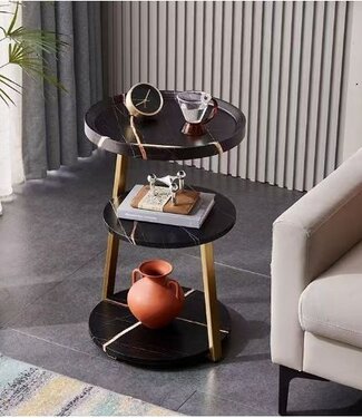 Ceruzo Moderne Bijzettafel - Zwart - Goud