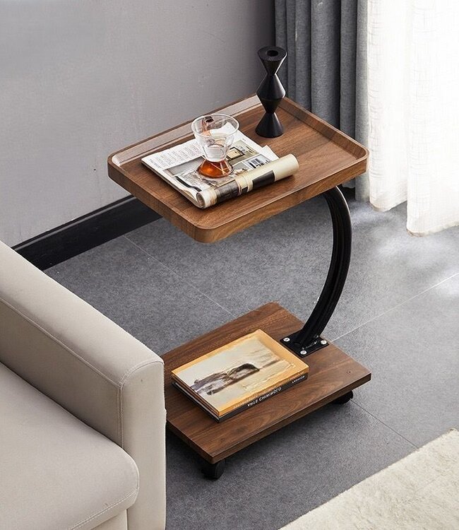 Bijzettafel met Wieltjes - C-Shape