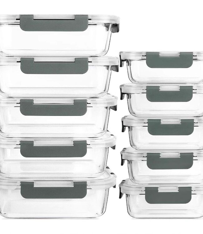 Meal Prep Bakjes - 10 stuks Vershoudbakjes - Glas