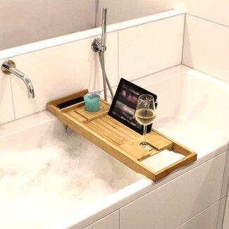 Ceruzo Bath shelf - Adjustable - Bamboo - with Book holder
