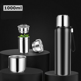 Slimme Thermosfles met LCD Temperatuur Display - 1 Liter - RVS - Dubbelwandig