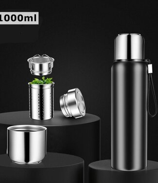 Slimme Thermosfles met LCD Temperatuur Display - 1 Liter - RVS - Dubbelwandig
