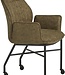 Denver Dining Chair Set of 2 – Wheels, Microfiber, Olive