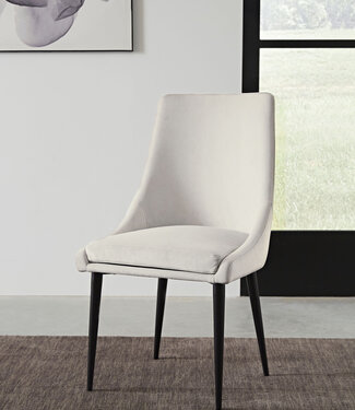 Modus Furniture International Winston Gestoffeerde Eetkamerstoel met Metalen Poten in As Grijs en Zwart