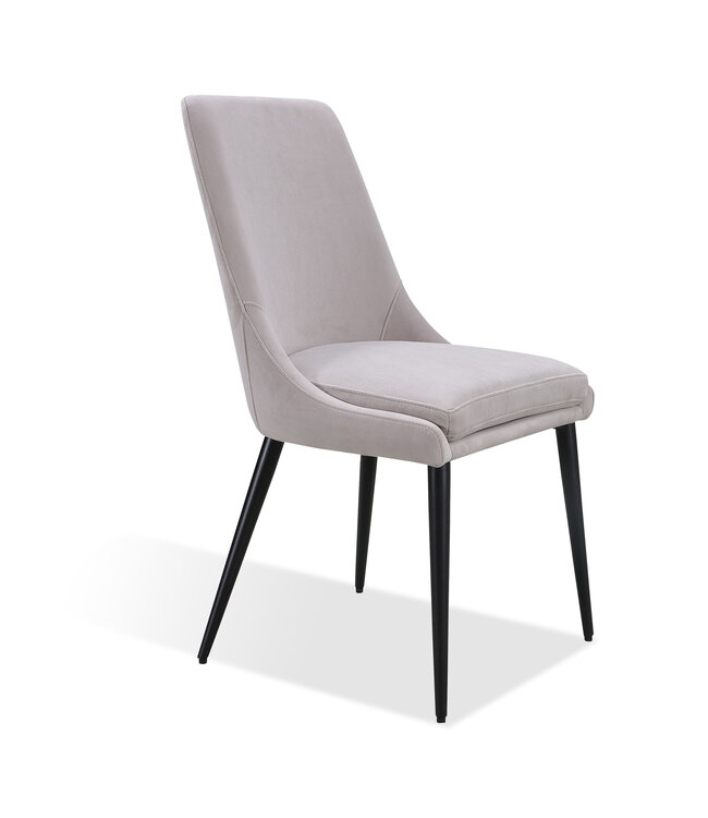 Winston Gestoffeerde Eetkamerstoel met Metalen Poten in As Grijs en Zwart