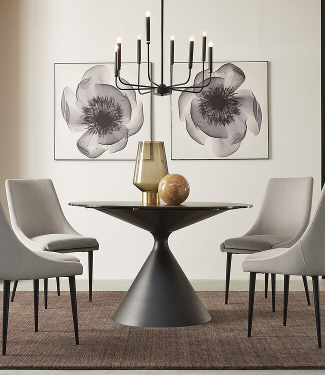 Winston Gestoffeerde Eetkamerstoel met Metalen Poten in As Grijs en Zwart