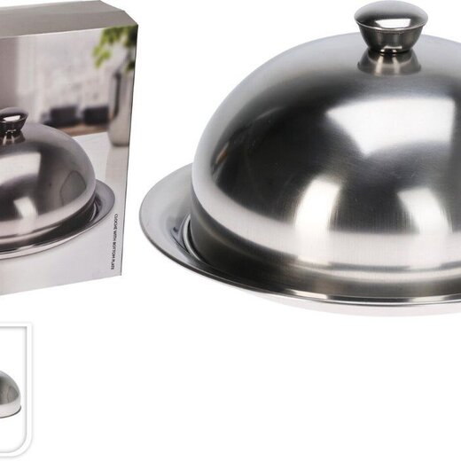 Excellent Houseware Food Dome with Stainless Steel Serving Tray - 24.5 cm