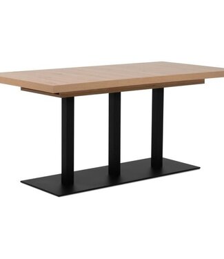 AUCUNE Uitschuifbare Eettafel – QUADRATO – Eiken / Zwart Melamine – 160-240 x 80 x 75 cm