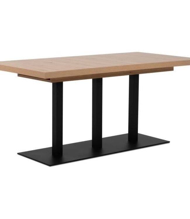 Uitschuifbare Eettafel – QUADRATO – Eiken / Zwart Melamine – 160-240 x 80 x 75 cm