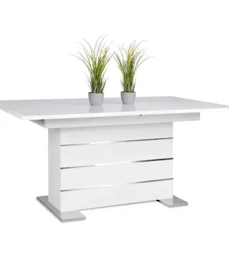 AUCUNE Uitbreidbare Eettafel – Mantova – Wit / Aluminium – 160-200 x 90 x 75 cm