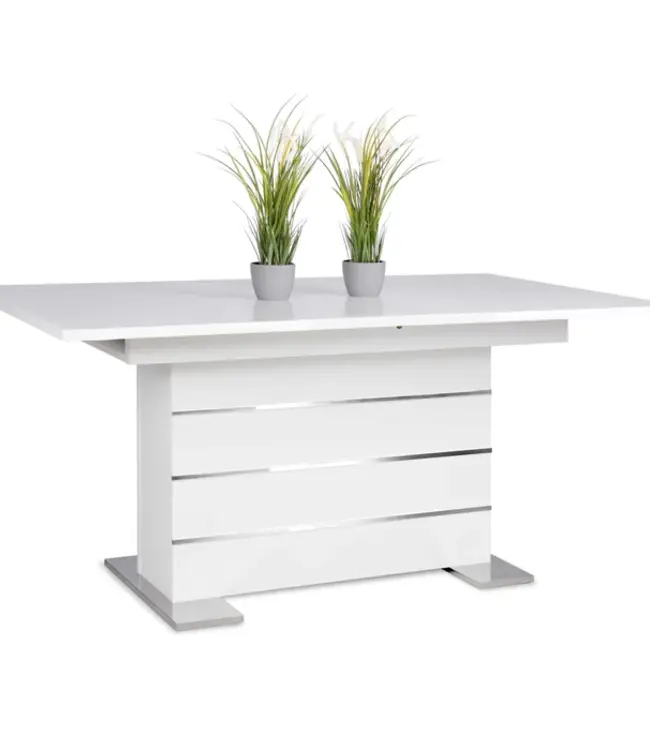 Uitbreidbare Eettafel – Mantova – Wit / Aluminium – 160-200 x 90 x 75 cm