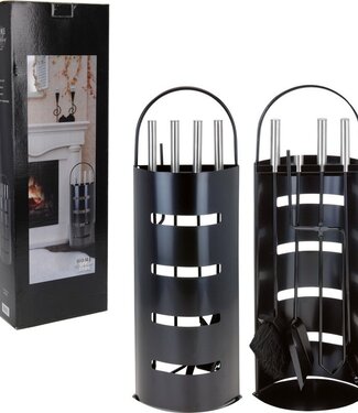 Home&Styling Openhaardset RVS zwart - 5 delig