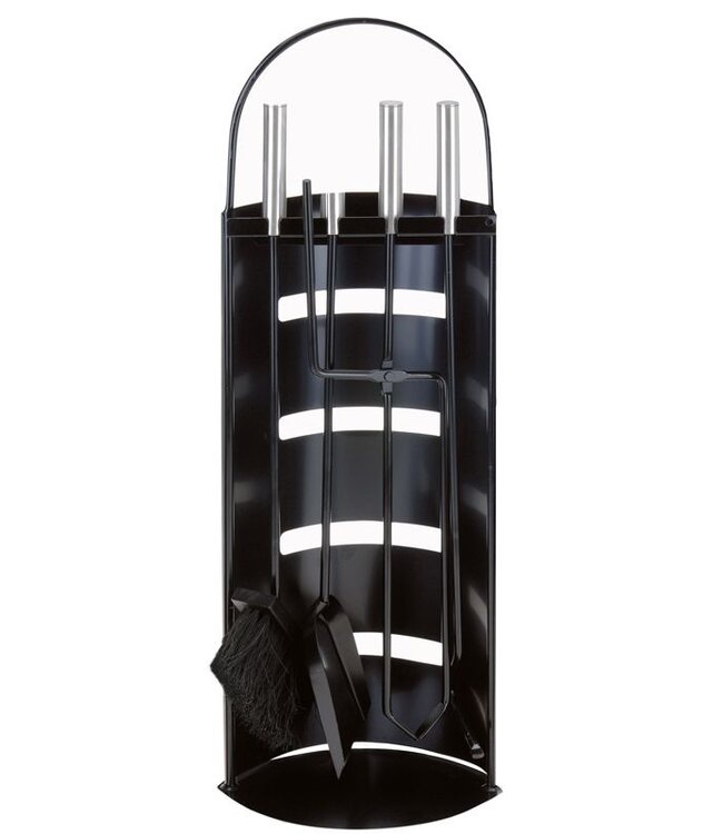 Openhaardset RVS zwart - 5 delig