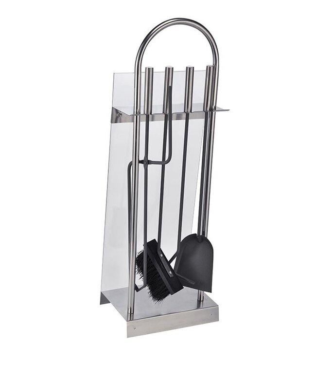 Openhaardset RVS - 5-delig