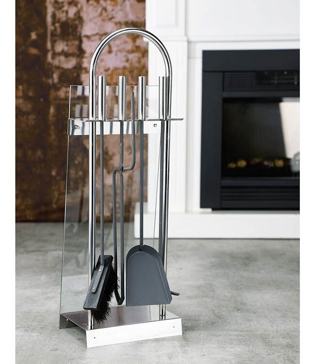 Openhaardset RVS - 5-delig