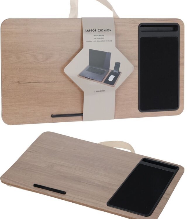Laptoptafel met Kussen - Schootkussen - 57.5 x 30.5 - bruin