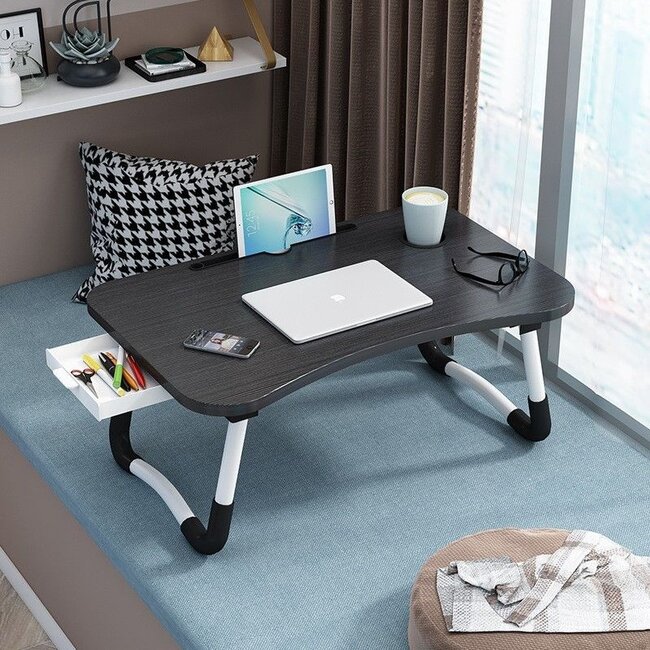 Opklapbare Laptoptafel - Bedtafel - 60x40 cm - Zwart