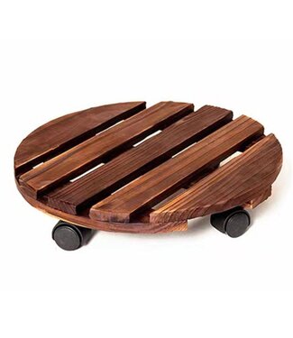 Ceruzo Plantentrolley met Wieltjes - Rond 30 cm - Hout