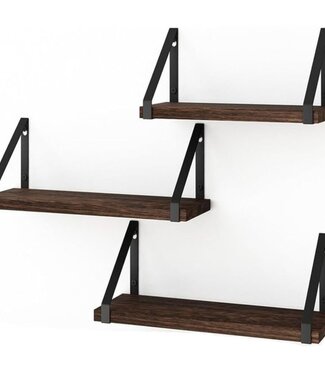 Ceruzo Wandplank Zwevend - Set van 3 - 40/35/30 x 12 cm - Vintage