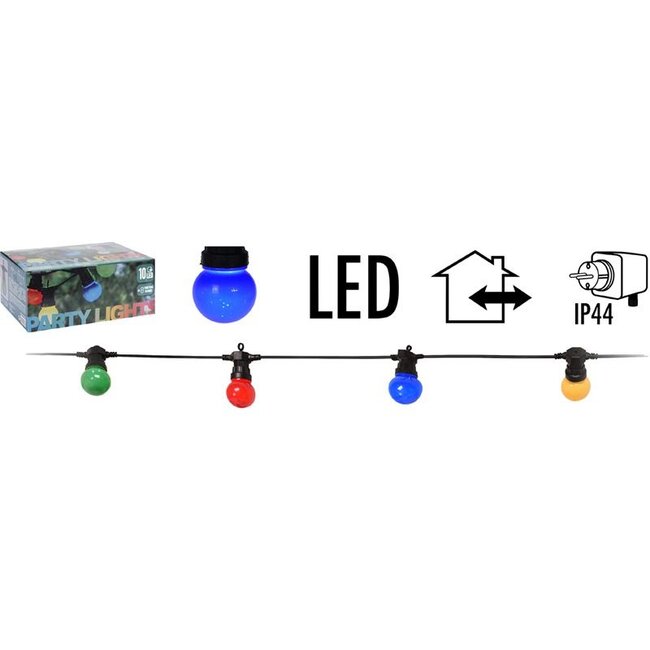 Party lighting 10 colored LED lamps - 8 light functions