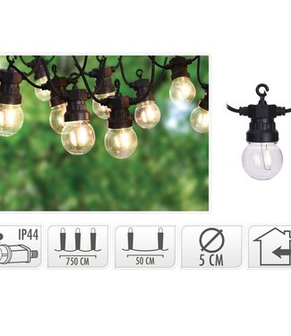 Lichtsnoer met 10 LED Filament Lampen - voor buiten