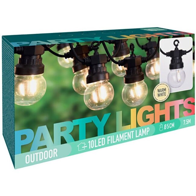 Lichterkette mit 10 LED-Filamentlampen - für den Außenbereich