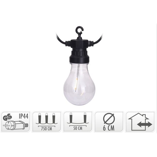 Lichterkette mit 10 LED-Glühfäden - Durchmesser 6 cm