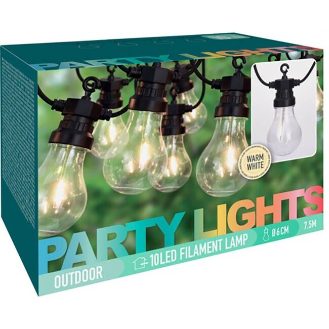 Lichterkette mit 10 LED-Glühfäden - Durchmesser 6 cm