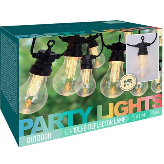 Lichterkette mit 10 LED-Reflektorlampen - für den Außenbereich