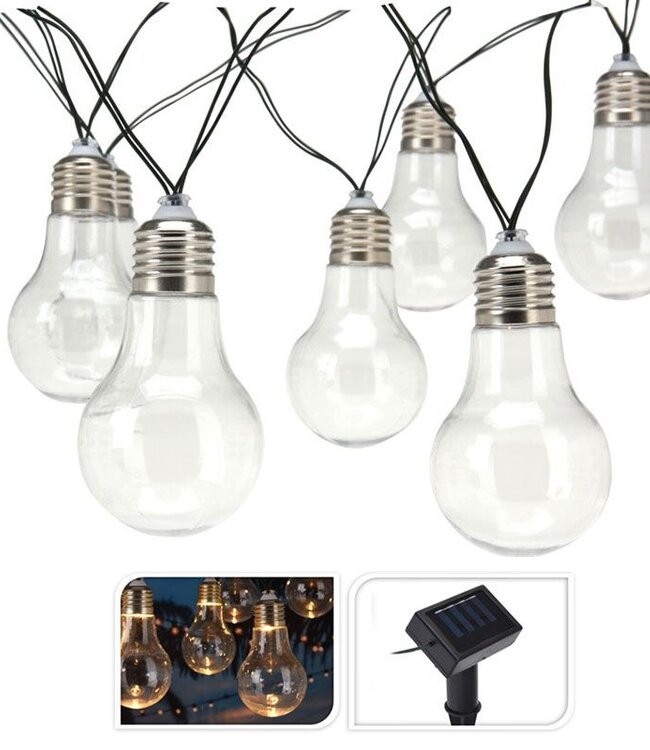 Feestverlichting - Solar - Warm Wit - 10 LED Lampen - Transparant