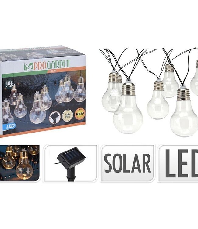 Feestverlichting - Solar - Warm Wit - 10 LED Lampen - Transparant