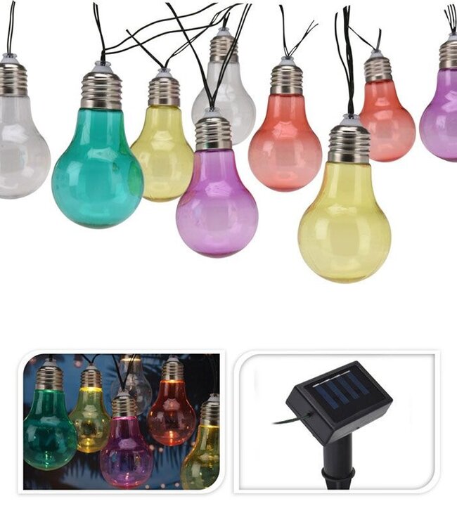 Feestverlichting - Solar Lamp - 10 LED Lampen - Multicolour