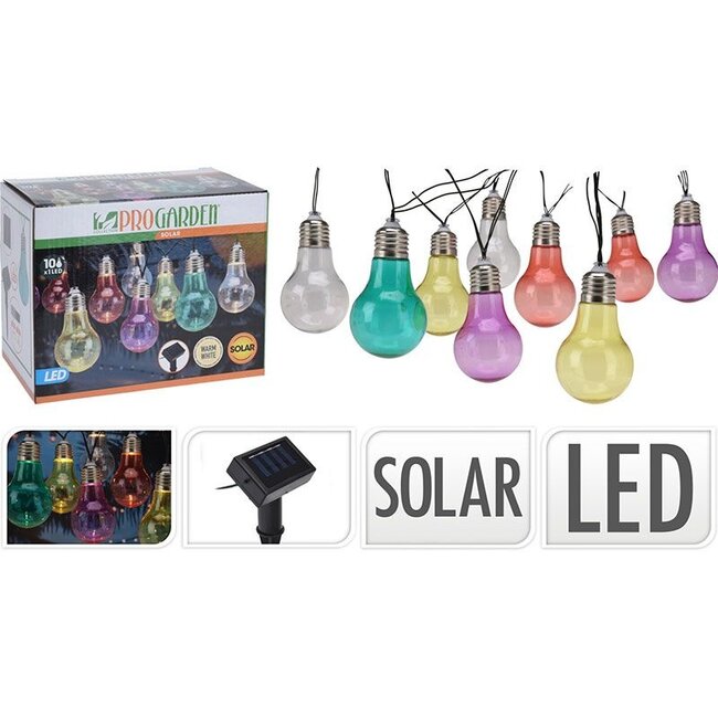 ProGarden Partybeleuchtung - Solarlampe - 10 LED-Lampen - Mehrfarbig