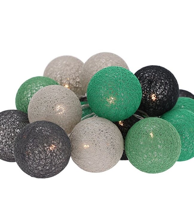 Decoratieslinger verlicht - 20 LED Lampionnen van Katoen - met Timer - Groen