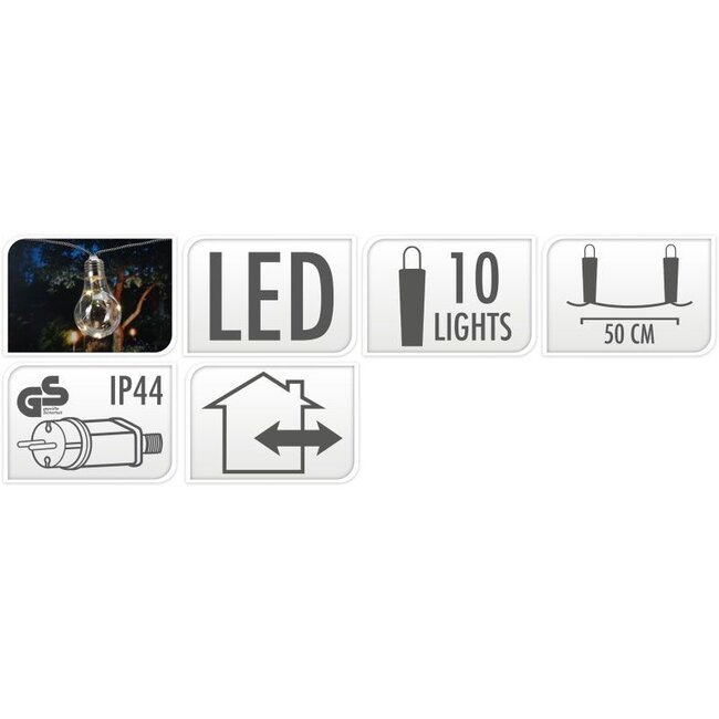 Partybeleuchtung für den Garten - 450 cm - warmweiß - 10 × 5 LED - geflochtenes Kabel