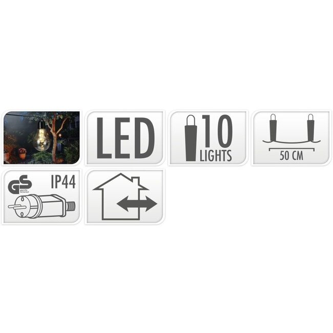 Partybeleuchtung für den Garten - 450 cm - warmweiß - 10 × 3 LED