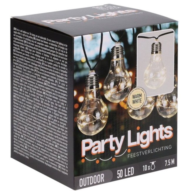 Partybeleuchtung für den Garten - 450 cm - warmweiß - 10 × 5 LED