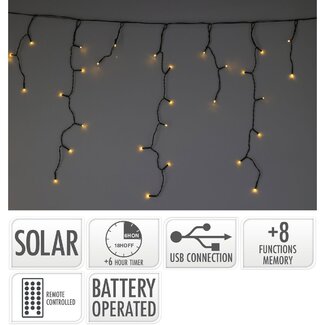 Solar Icicle Lighting 780 cm - 240 LED - USB rechargeable