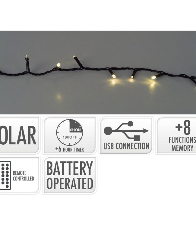 Solar Led Verlichting - 21.5 meter - 480 led - USB oplaadbaar - Afstandsbediening