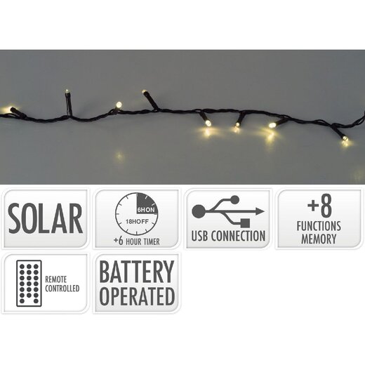 Solar LED-verlichting – 10,5 m – 240 LED – USB-oplaadbaar