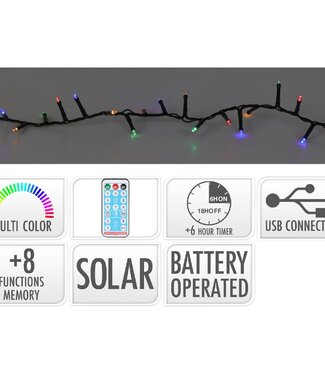 Solar Led Verlichting - 21.5 meter - 480 led - Multicolor - USB oplaadbaar - Afstandsbediening