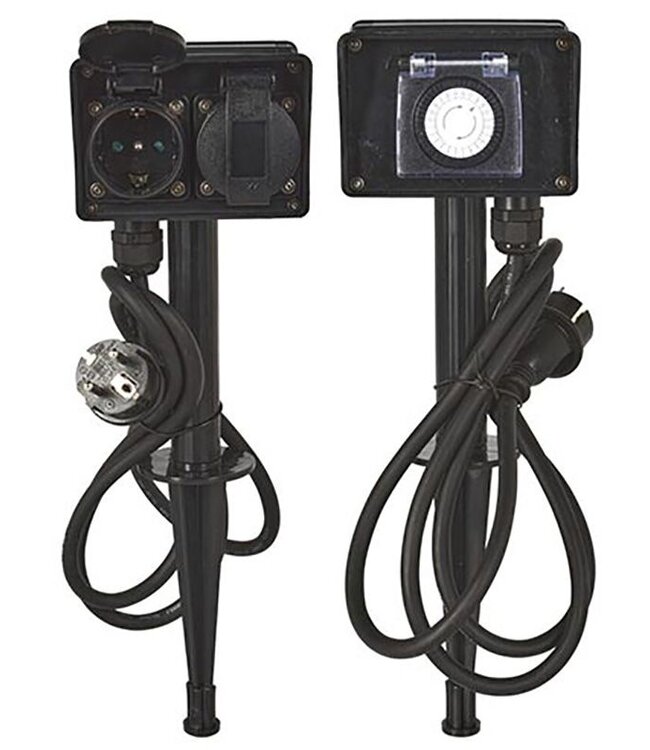 Tuincontactdoos 2-Voudig met Timer