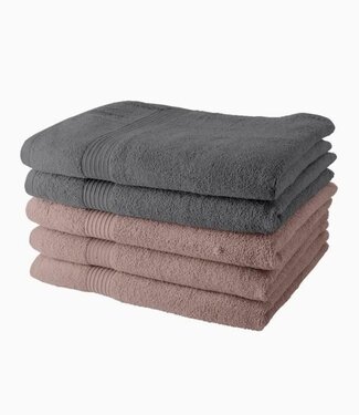 TODAY Set van 5 Luxe Badlakens – 70x130 cm – 100% Katoen – Zandroze & Staal