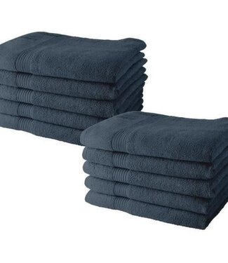 TODAY Set of 10 Luxury Hand Towels – 50x90 cm – 100% Cotton – Denim