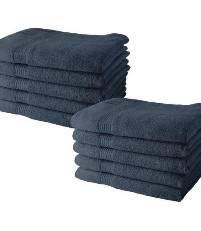 Set van 10 Luxe Handdoeken – 50x90 cm – 100% Katoen – Denim